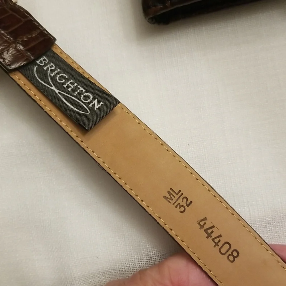 Brighton Mini Crossbody Wallet and NWOT Brown Leather Belt, ML, $55